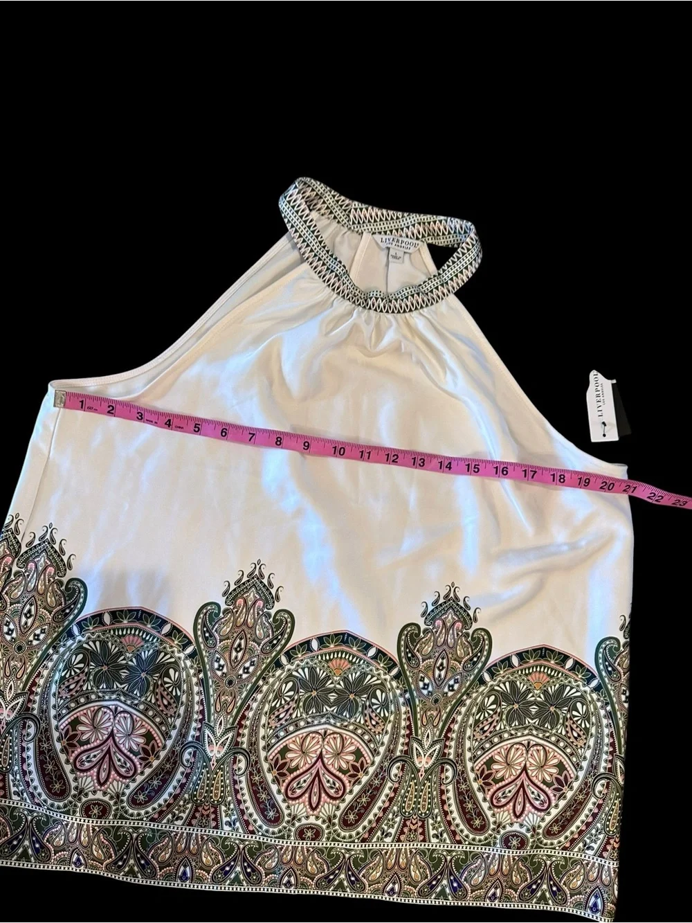 LPLA Liverpool LA Cream Olive Paisley Tank Top Crop Pants Set NWT Large - Picture 6 of 15